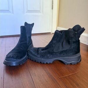 Prada Black Fur-Lined Ankle Boots